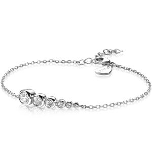 ZINZI Sterling Silver Bracelet Round Settings with White Zirconias  ZIA2053