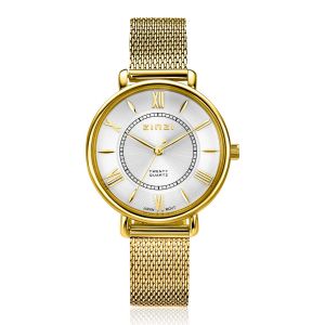 Zinzi horloge 34mm zilv.wzpl. gg. kast en mesh band