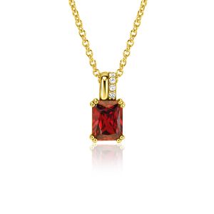 14mm ZINZI Sterling Silver Pendant Rectangular Red Garnet Color Stone and Luxurious Bail ZIH2392R (excl. necklace)