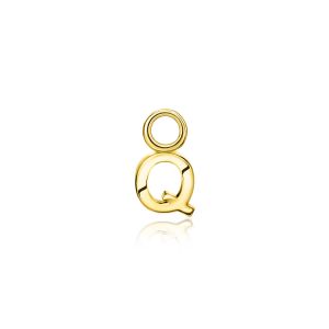 ZINZI Gold Plated Letter Earrings Pendant Q price per piece ZICH2145Q (excl. hoop earrings)