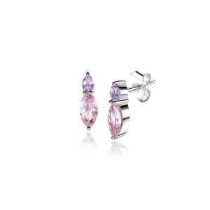 10mm ZINZI Sterling Silver Stud Earrings Oval Zirconia in Pink and Lila ZIO2498