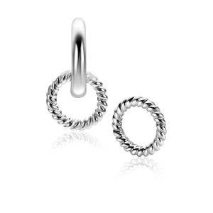 9.5mm ZINZI silver charm earrings round shape with rope effect ZICH2594 (without hoops earrings)