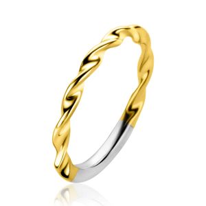 ZINZI Gold Plated Sterling Silver Ring Twist 2mm ZIR2321G