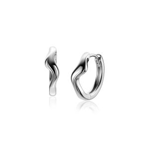 15mm ZINZI silver hoops organically shaped with luxury hinge closure ZIO2627