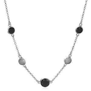 ZINZI Sterling Silver Fantasy Necklace Black Grey Color Stones 45cm ZIC1937