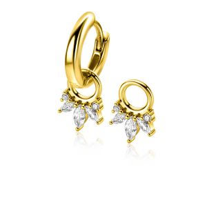 10mm ZINZI gold plated silver charm earrings with five playful settings in descending size, set with white zirconias ZICH2633 (without hoops earrings)