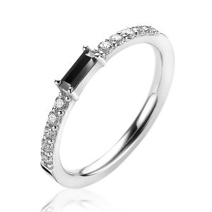 ZINZI Sterling Silver Stackable Ring Baguette Cut Black Zirconia ZIR2133Z