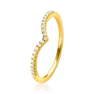 ZINZI 14K Gold V-ring White Zirconias Rail Setting 1,4mm width ZGR374