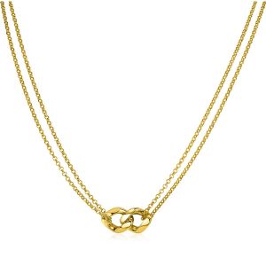 ZINZI Gold Plated Sterling Silver Multi-look Necklace 45cm with 2 Large Curb Chains 9.5mm width ZIC2331