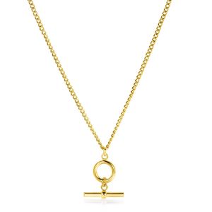 ZINZI Gold Plated Sterling Silver Curb Chain Necklace 45cm with Trendy Toggle Clasp Charm 40-45cm ZIC2359