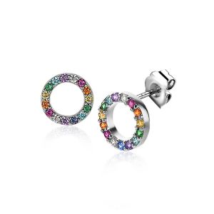 8mm ZINZI Sterling Silver Stud Earrings Rainbow ZIO2170