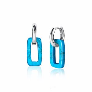 12mm ZINZI Sterling Silver Earrings with Open Oval Turquoise ZIO2228