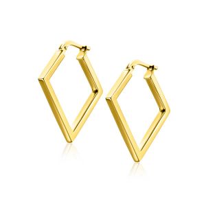 20mm ZINZI Gold Plated Sterling Silver Trendy Hoop Earrings Square Shape width tube 2mm ZIO2336G