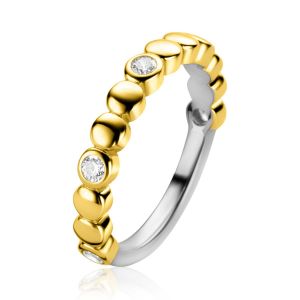 ZINZI Gold Plated Sterling Silver Stackable Ring Round and White Zirconias ZIR2322