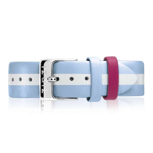 ZINZI Retro White Blue Striped Leather Strap 18mm RETBAND35