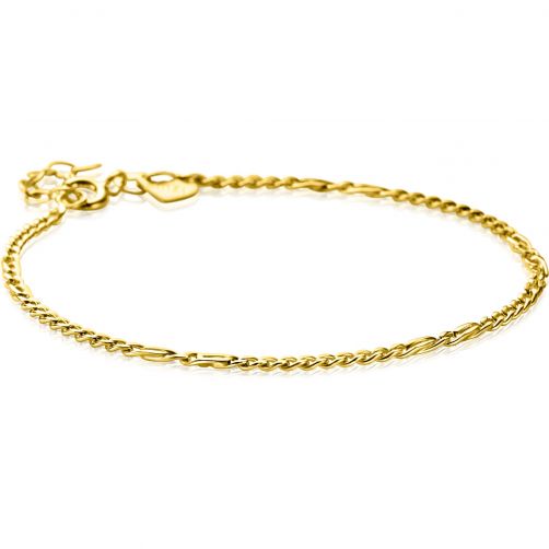 ZINZI Gold 14 karat gold solid gourmet bracelet with hawk eye links 2mm wide 17-19cm ZGA498
