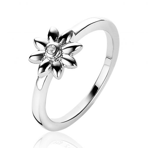 ZINZI Sterling Silver Ring Flower White 9mm ZIR1888