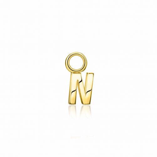 ZINZI Gold Plated Letter Earrings Pendant N price per piece ZICH2145N (excl. hoop earrings)