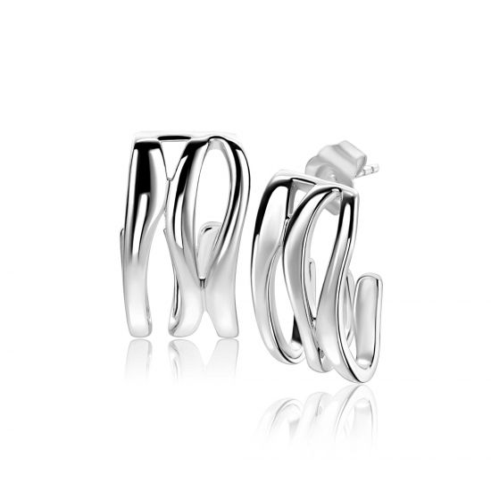 21mm Mart Visser by ZINZI silver earrings, organically shaped and smooth, MVO25