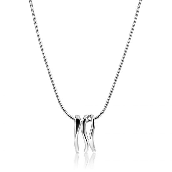 45cm Mart Visser by ZINZI silver snake chain including an organically shaped pendant, 21mm, MVC25