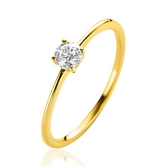 ZINZI 14K Gold Ring Square White Zirconia 4mm ZGR385