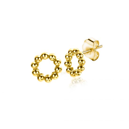 5,5mm ZINZI 14K Gold Stud Earrings Open Circle Beads ZGO399