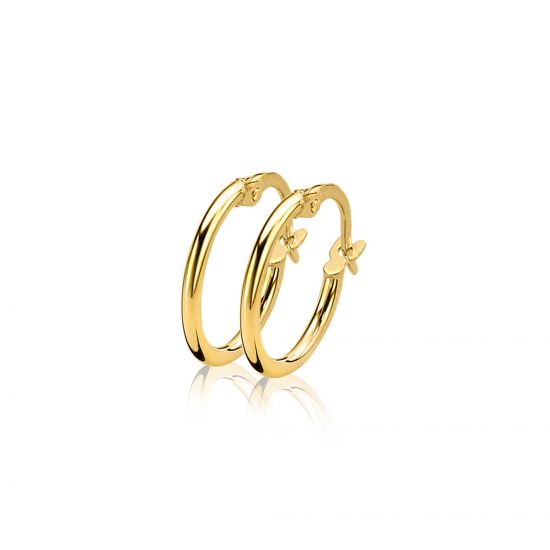 ZINZI 14K Gold Hoop Earrings Round Tube 13,5 x 1,5mm ZGO126