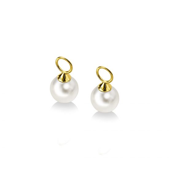 ZINZI 14K Gold Earrings Pendants Pearl White 8mm ZGCH144 (excl. hoop earrings)