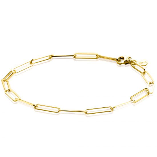 ZINZI 14K Gold Bracelet Trendy Paperclip Chains 3mm width 19cm ZGA386