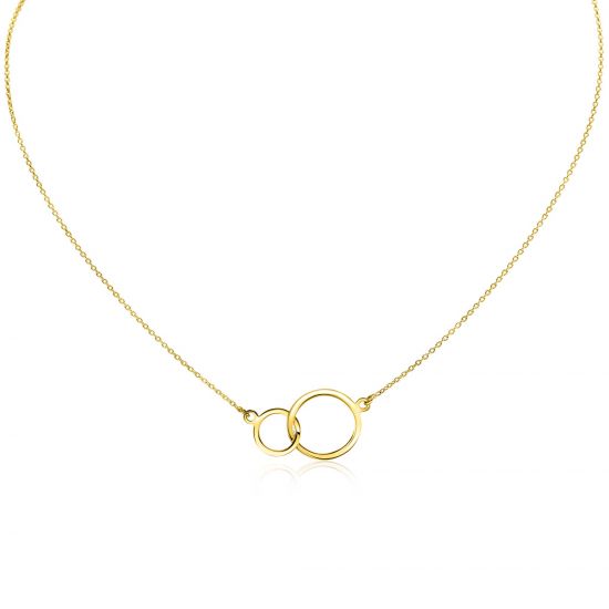 ZINZI 14K Gold Necklace with 2 Connected Open Circles 42cm ZGC113