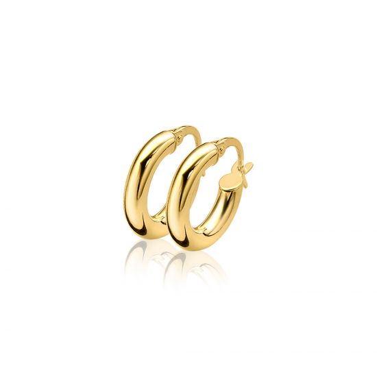 ZINZI 14K Gold Hoop Earrings Round Tube 13 x 3mm ZGO129