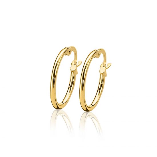 ZINZI 14K Gold Hoop Earrings Round Tube 15 x 1,5mm ZGO127