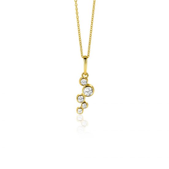 17mm ZINZI Gold 14 ct gold pendant with round settings set with white cubic zirconias ZGH513 (no necklace)