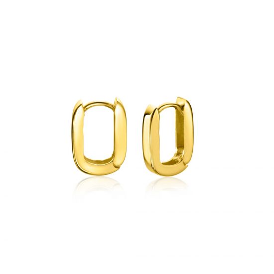 10mm ZINZI 14K Gold Rectangular Hoop Earrings Square Tube 10 x 2mm ZGO408