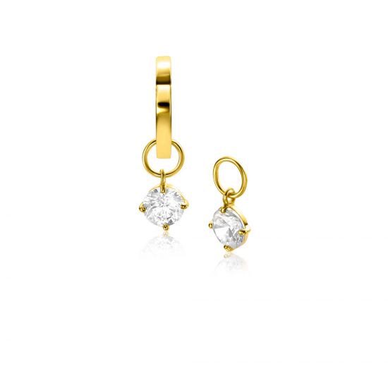 ZINZI 14K Gold Earrings Pendants Prong Setting White Zirconia 6mm ZGCH423 (excl. hoop earrings)