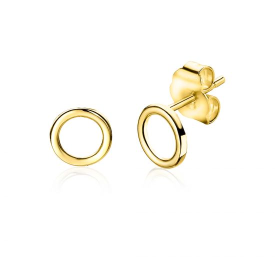 ZINZI 14K Gold Stud Earrings Open Circle 6mm ZGO163