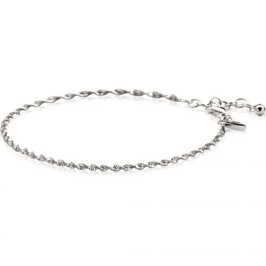 ZINZI silver singapore bracelet with sparkling twisted links 1.9mm wide 17-20cm ZIA2585.
