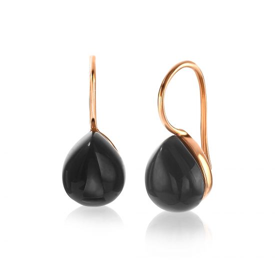 22mm ZINZI Rose Gold Plated Sterling Silver Drop Earrings Black ZIO1934GG