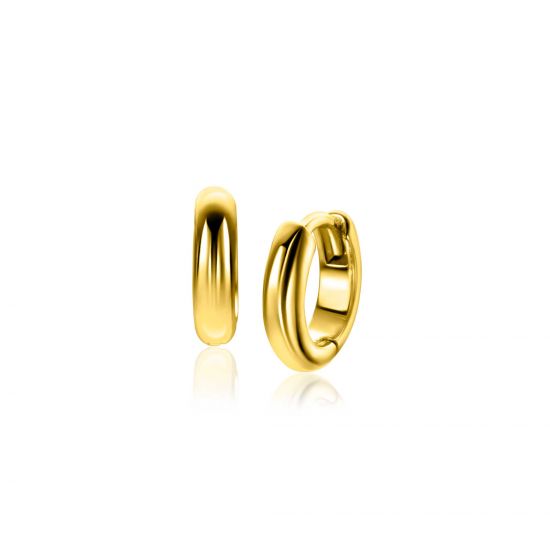 12.5mm ZINZI gold plated silver smooth hoops with round tube 3mm with luxury hinge closure ZIO2600G