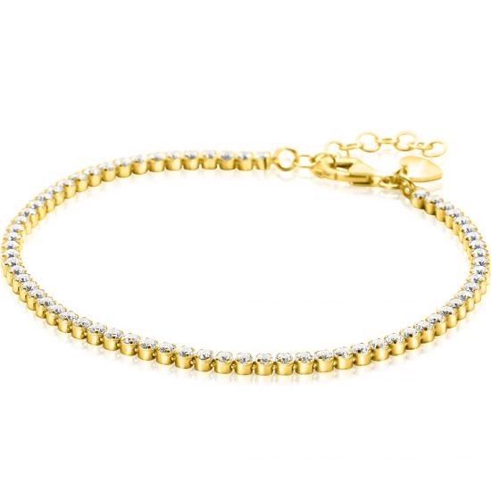 ZINZI gold plated silver tennis bracelet 2.5mm wide set with white zirconia in round settings 17-20cm ZIA2590Y