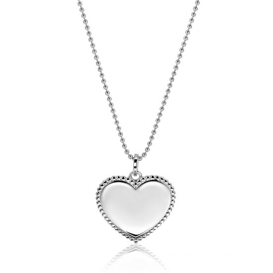 23mm ZINZI silver heart pendant with pearl rim for engraving ZIH2654 (without chain)