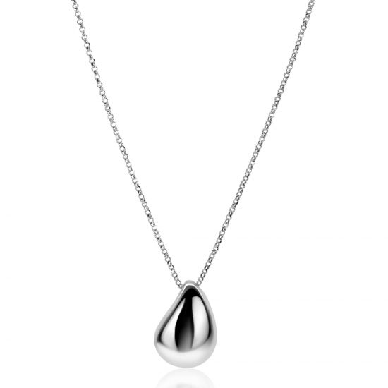 ZINZI silver jasseron necklace 45cm with luxury large teardrop-shaped pendant (24mm) ZIC2637