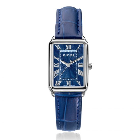 ZINZI Elegance Watch Blue Dial and Rectangular Case with Blue leather Strap 28mm  ZIW1955B