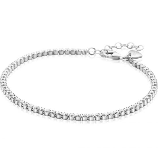 ZINZI silver tennis bracelet 2.5mm wide set with white zirconia in round settings 17-20cm ZIA2590