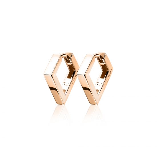 18mm ZINZI Rose Gold Plated Sterling Silver Hoop Earrings Triangle Shape Square Tube 18x2,5mm ZIO1684R