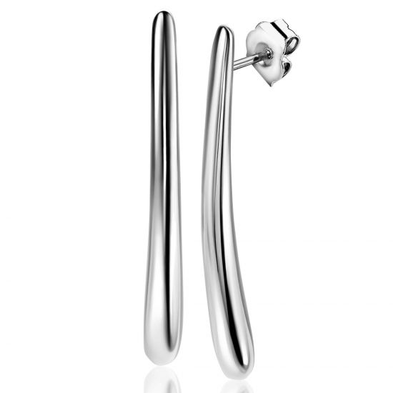 49mm ZINZI silver stud earrings in elongated teardrop shape ZIO2674