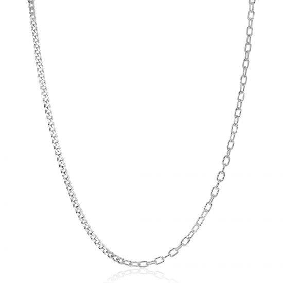 ZINZI Sterling Silver Multi-Chain Necklace with Curb and Paperclip Chains 2.7mm width 43-45cm ZIC2468