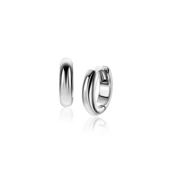 12.5mm ZINZI silver smooth hoops with round tube 3mm with luxury hinge closure ZIO2600