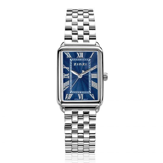 ZINZI Elegance Watch Blue Dial and Rectangular Case Stainless Steel Chain Strap 28mm  ZIW1955