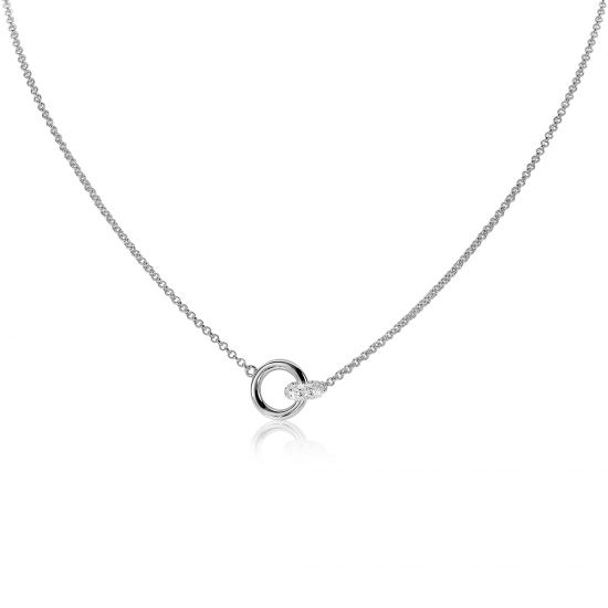 ZINZI Sterling Silver Necklace Round White 45cm ZIC1830